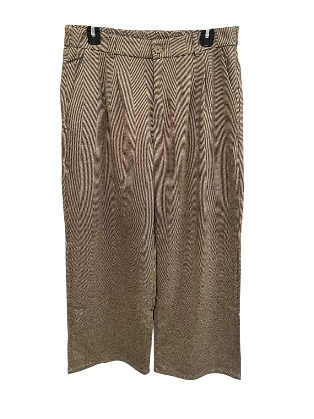 NWT Brown Herringbone High Waisted Wide Leg Woman’s Trouser Pants - Large